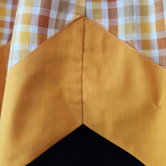 OOAK Half Apron Vintage Kitchen Brown Plaid with Contrasting Chevron Border VTG - Picture 6 of 9